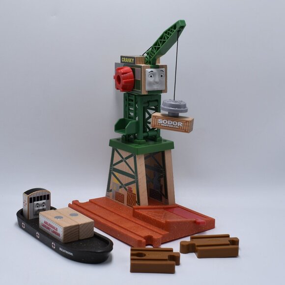 Cranky at the Docks & Bulstrode Thomas The Tank Engine & Friends Wooden Trains - Picture 1 of 12